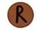 Letter R Uppercase Felt Marker Font Round Iron-On Engraved Faux Leather Patch Applique - 2.5"
